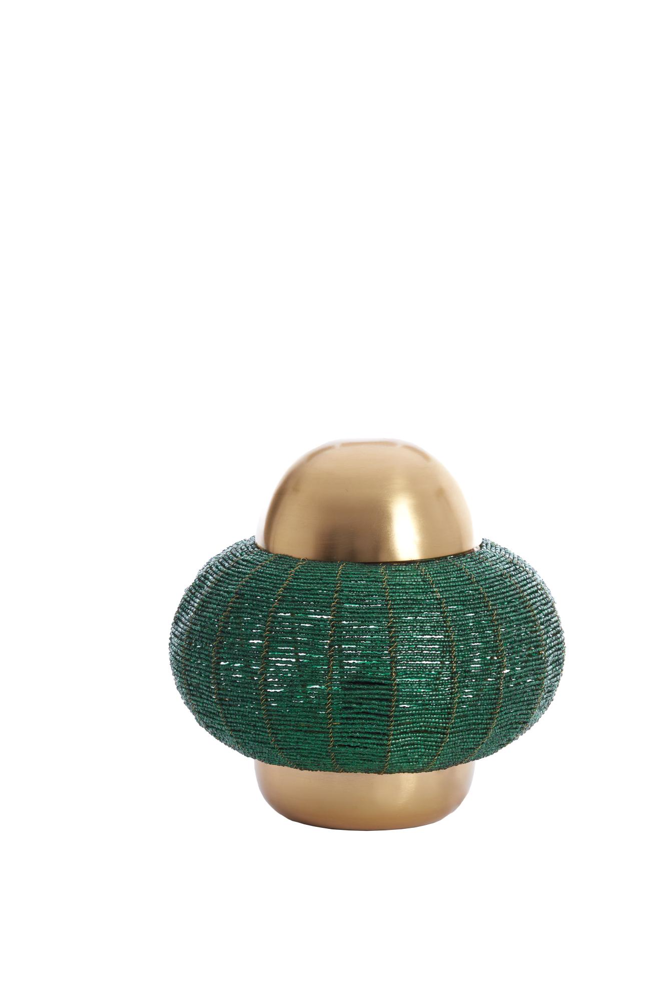 Cetara Tafellamp Ø25x26 cm kralen donker groen+brons