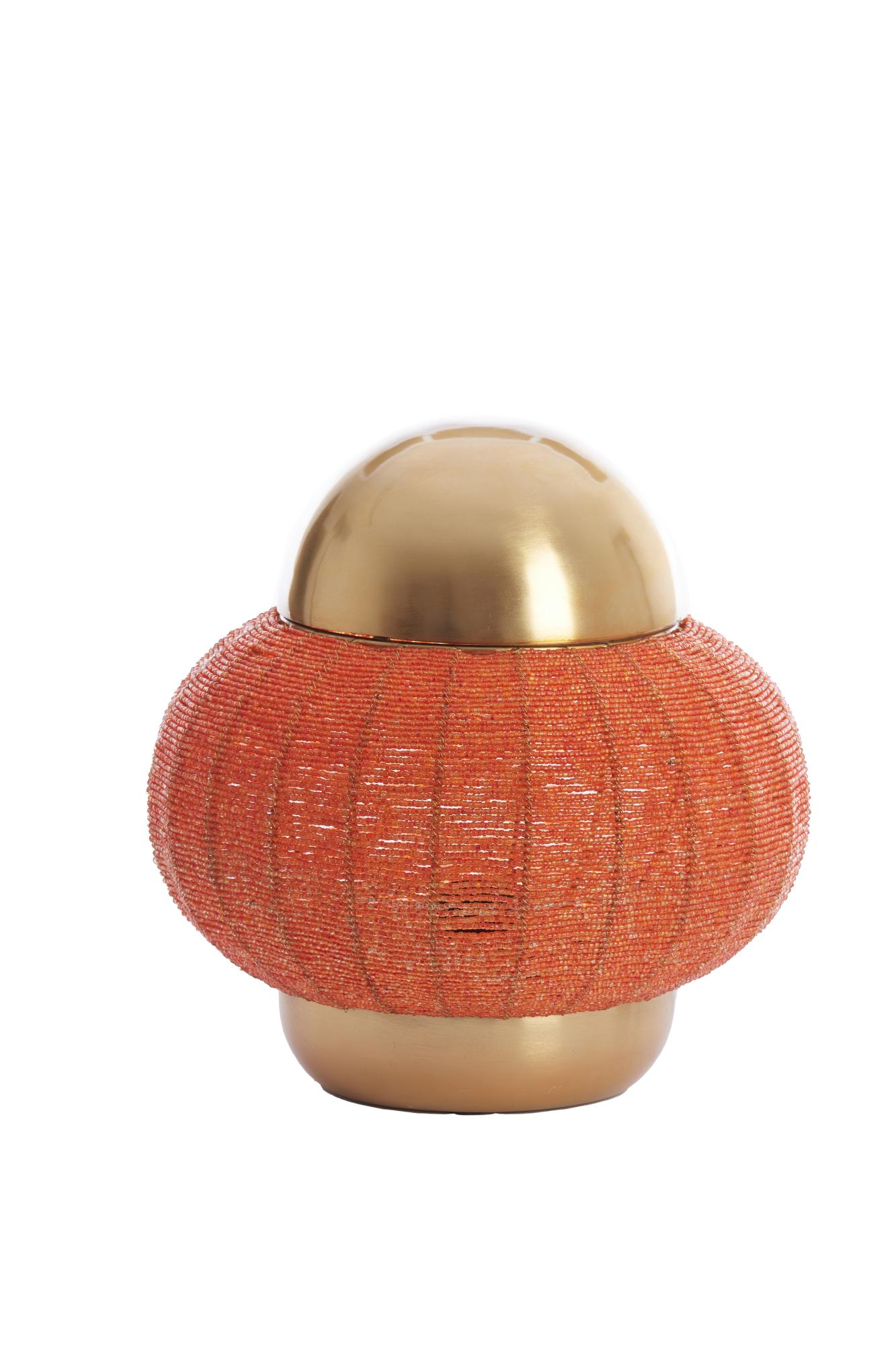 Cetara Tafellamp Ø32x33 cm kralen oranje+brons