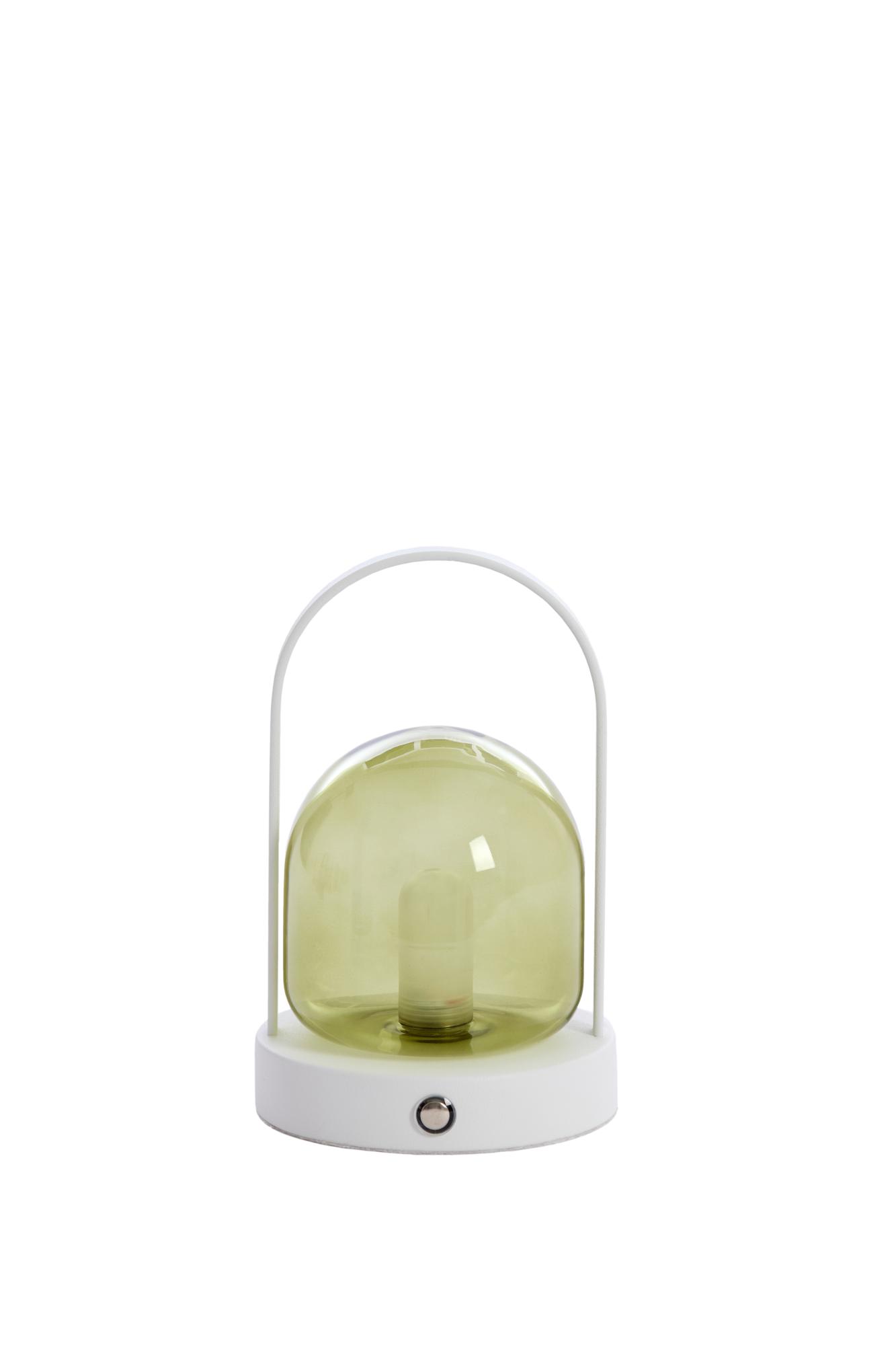 Yeremi Tafellamp LED Ø12x19 cm glas groen+crème