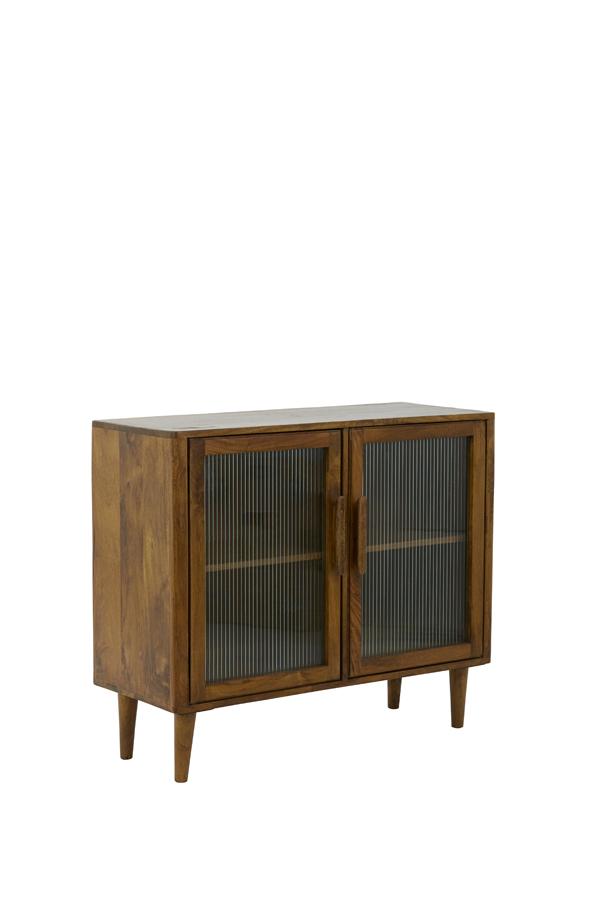 Mocu Kast 100x40x85 cm glas+hout olie bruin