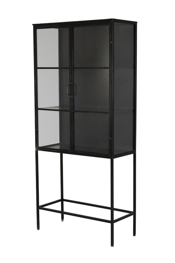 Nena Vitrinekast 91x41x200 cm antiek zwart