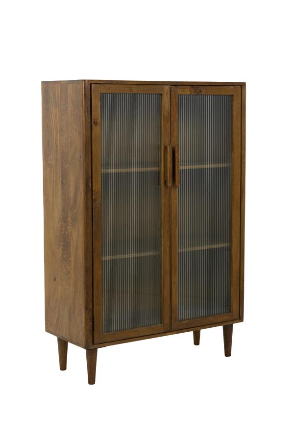 Mocu Kast 95x40x140 cm glas+hout olie bruin