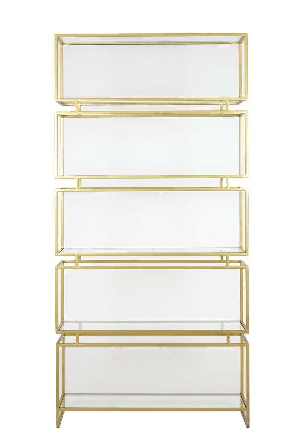 Lucambo Kast 5L 100x30x204 cm glas+antiek brons