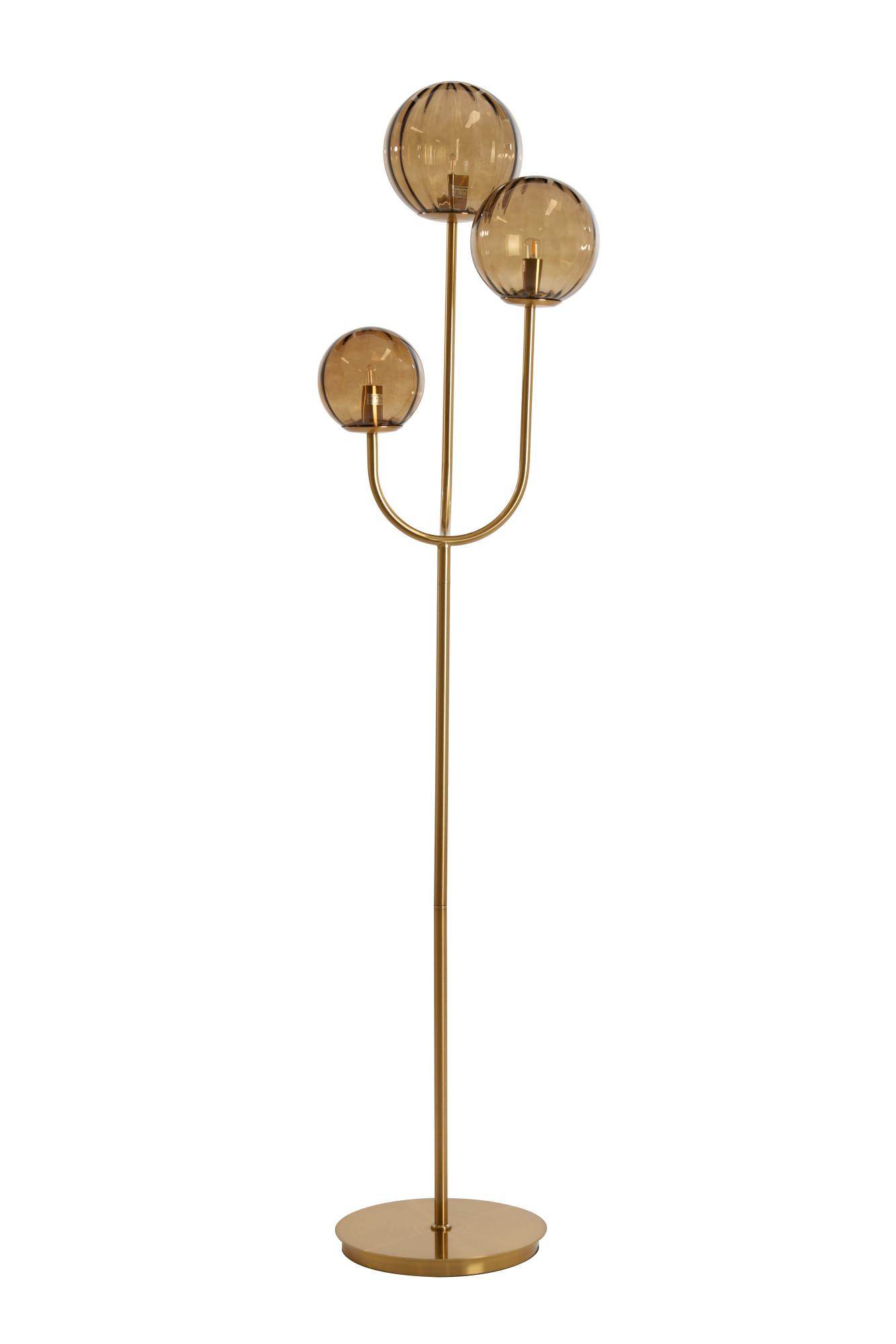 Magdala Vloerlamp 3L E14 38x20x162 cm glas bruin+goud