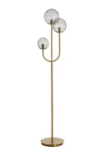 Magdala Vloerlamp 3L E14 38x20x162 cm glas licht grijs+goud