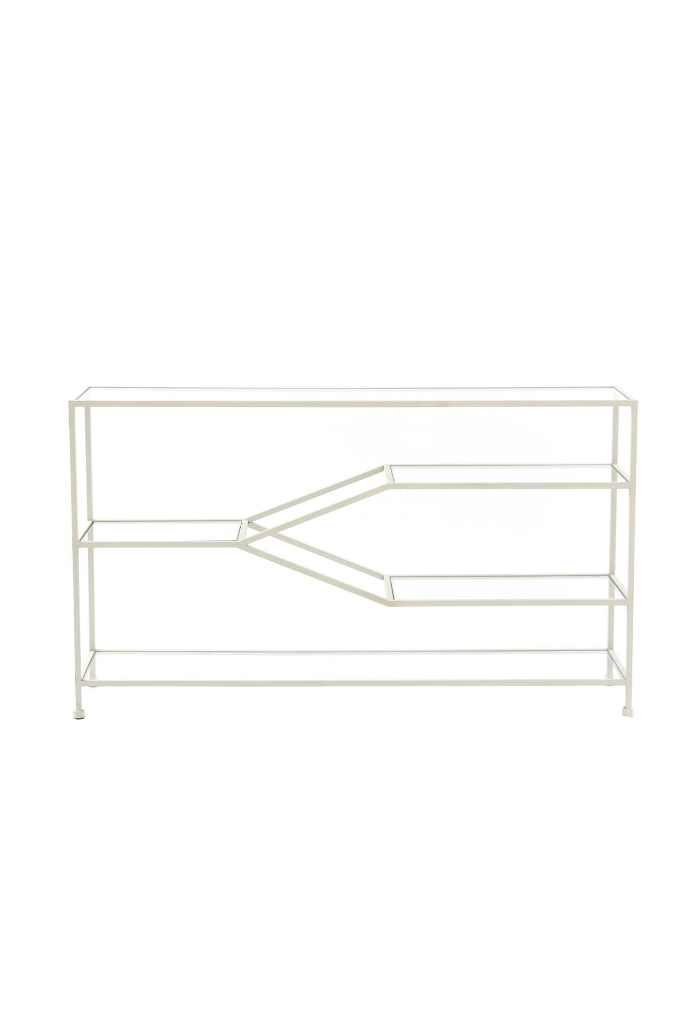 Aino Side table 140x35x80 cm glas helder+crème