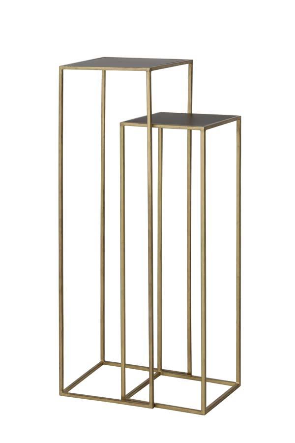 Boca Zuil S/2 30x30x100+35x35x120 cm mat zwart wash-goud