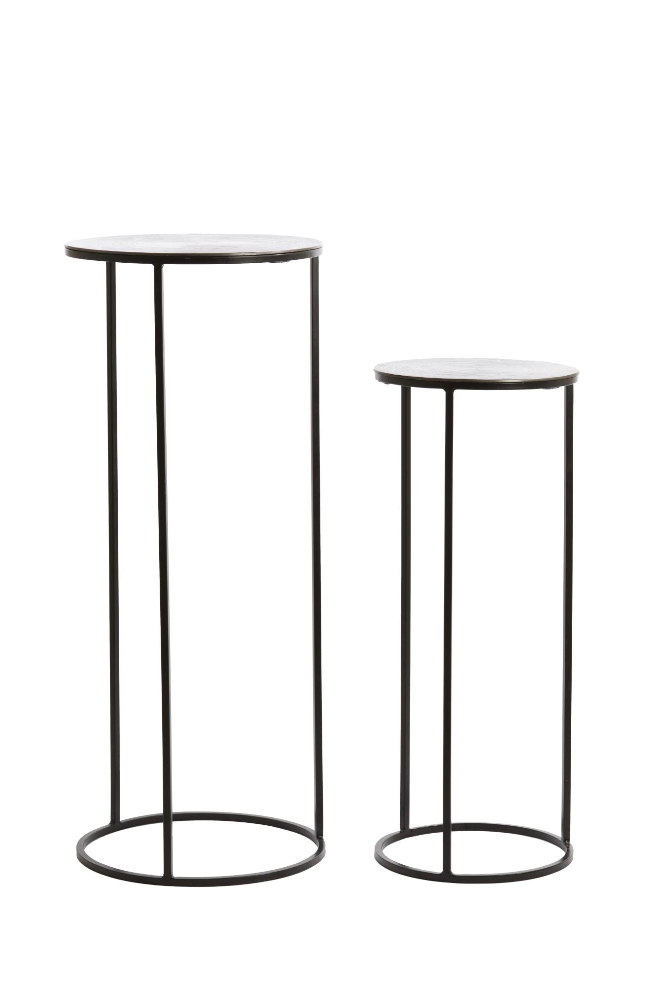 Primo Zuil S/2 32x32x81+41x41x101 cm zwart nikkel+zwart